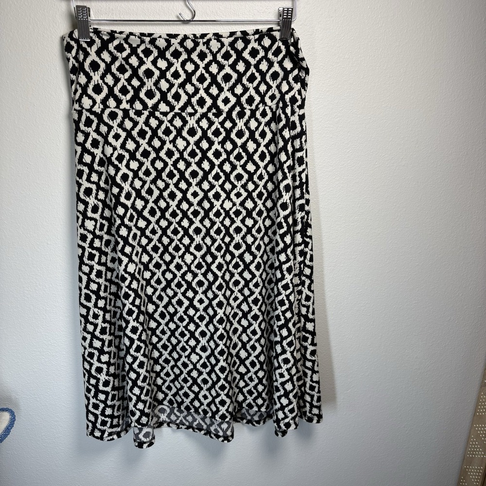 LuLaRoe Women XL Black Azure Skirt Boho Geometric Polyester Spandex